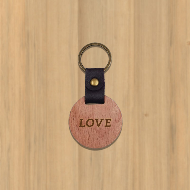 Blank Wooden Leather Keychain