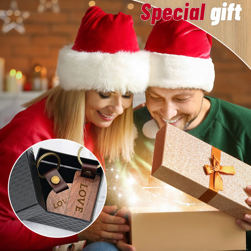 Blank Wooden Leather Keychain