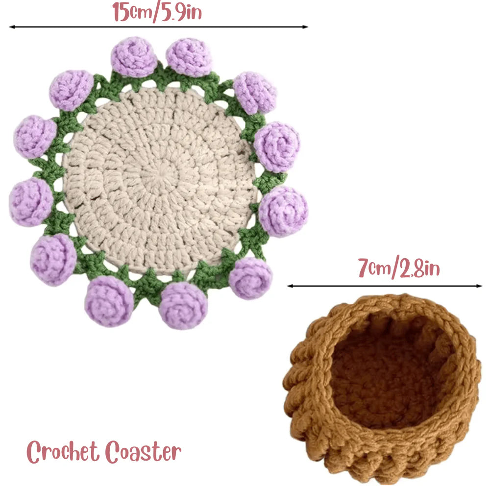 Transformable Floral Crochet Coasters
