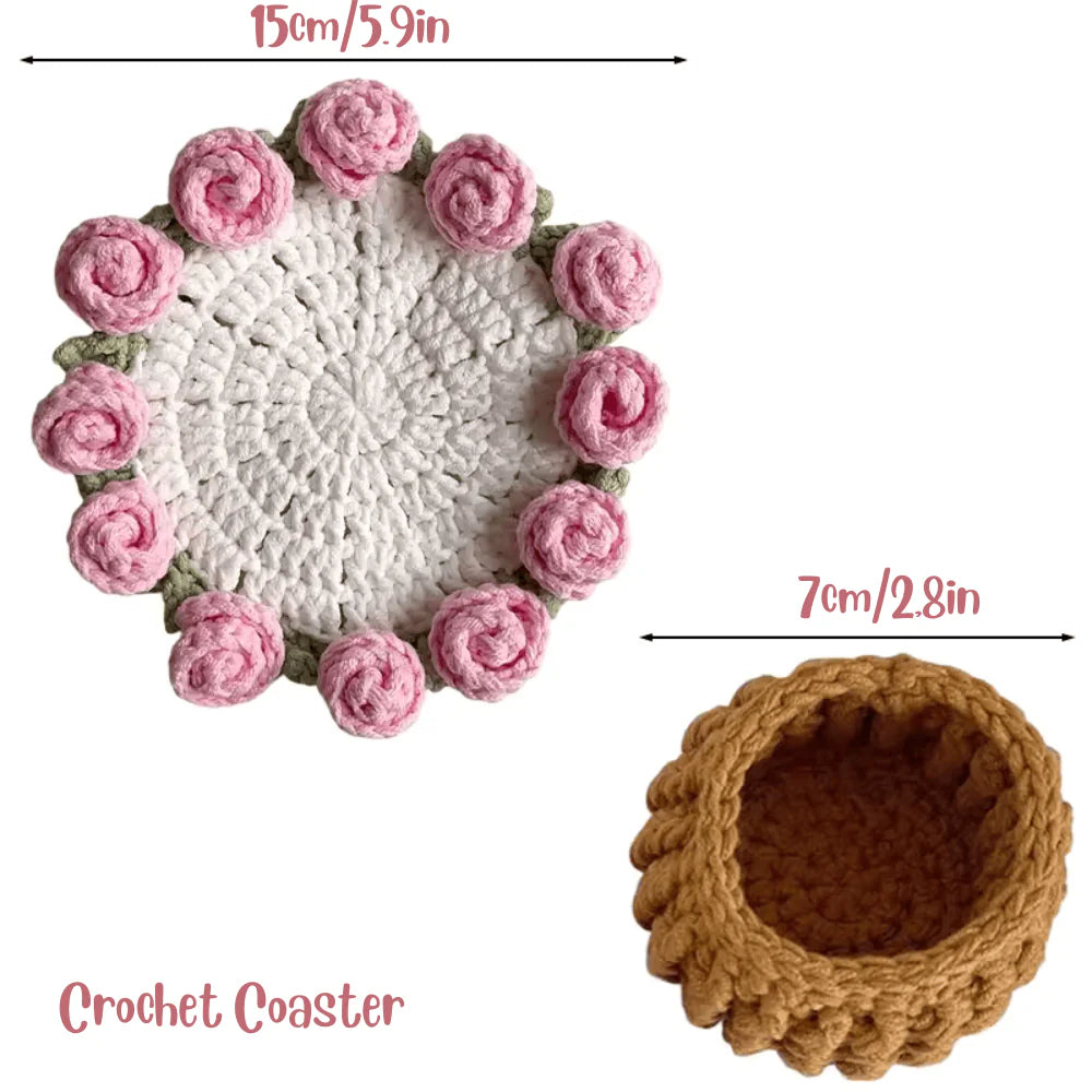 Transformable Floral Crochet Coasters