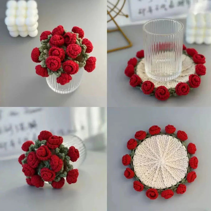 Transformable Floral Crochet Coasters