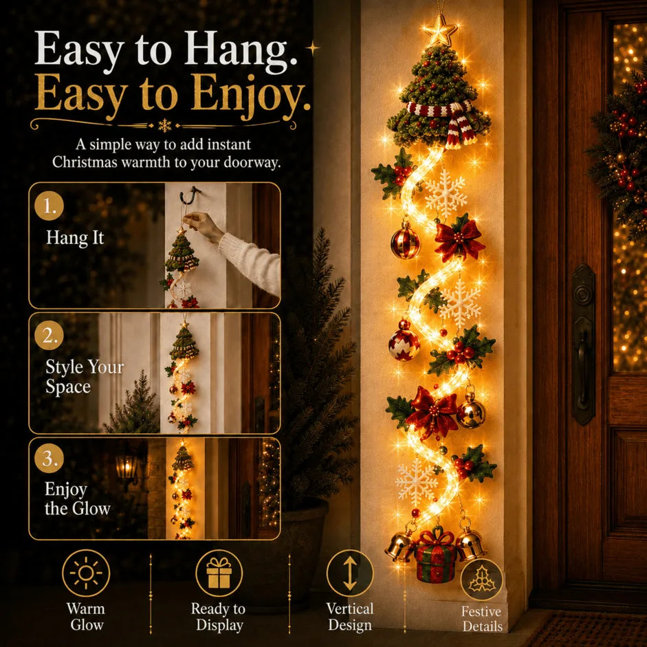 ⏳ Last Day 49% OFF – 🎄 Glowing Christmas Door Hanger | 6 Festive Light Designs✨