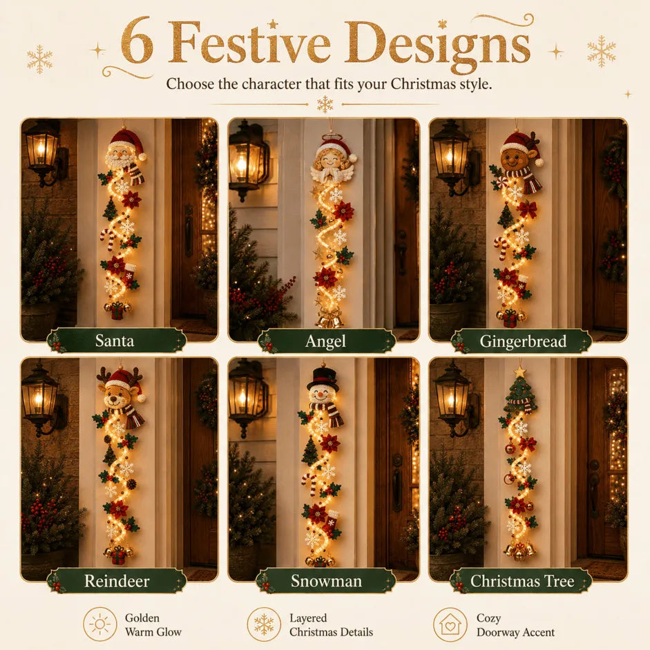 ⏳ Last Day 49% OFF – 🎄 Glowing Christmas Door Hanger | 6 Festive Light Designs✨