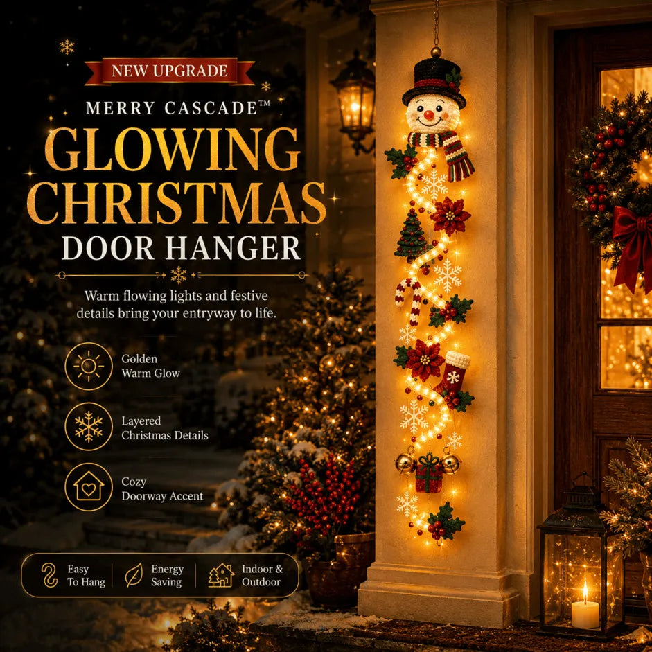 ⏳ Last Day 49% OFF – 🎄 Glowing Christmas Door Hanger | 6 Festive Light Designs✨