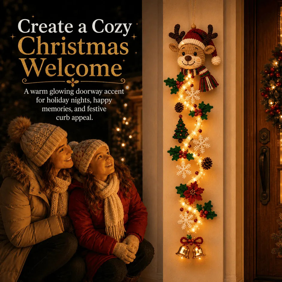 ⏳ Last Day 49% OFF – 🎄 Glowing Christmas Door Hanger | 6 Festive Light Designs✨